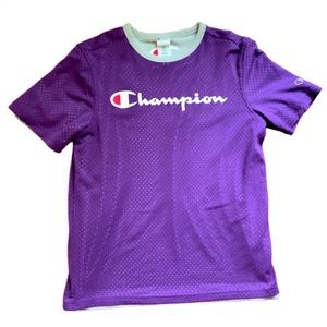 CHAMPION Reversible Men’s Mesh Jersey T-shirt Logo Top Purple/Grey Size M